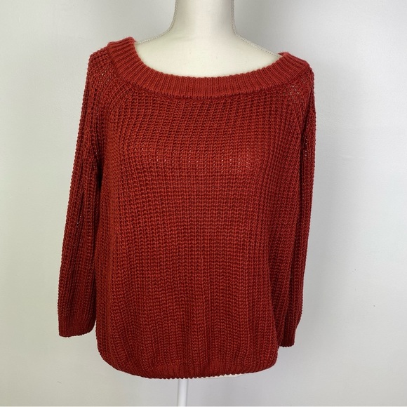 Miracle Red Crew Neck Sweater with Chunky Knit - Picture 1 of 10
